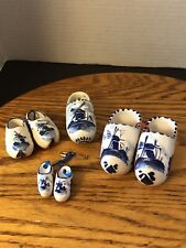 Lot Of Blue Handpainted Dutch Clog Shoes In The Delfts Style. picture
