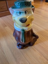 Vintage 1961 American Bisque Yogi Bear Cookie Jar Hanna Barbera Felt Tongue Rare picture