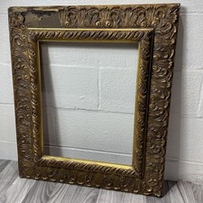 Antique Gold Gilded Wall Mirror Frame 30” x 26” Ornate Victorian Vintage Carved picture