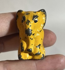 CUTE VINTAGE MINIATURE YELLOW CARTOON BABY ELEPHANT CAST IRON PAPERWEIGHT picture