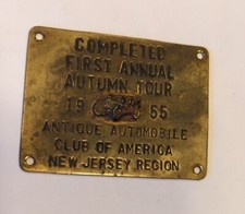 Vintage First Autumn Tour 1955 Plaque Automobile Club Of America NJ Region picture