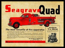 1953 Seagrave Quad V12 Fire Truck NEW Metal Sign 24