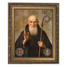 Framed Print - Saint Benedict, Under Glass With Gold Finish Frame, 12.5