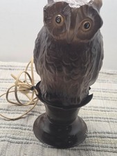 Vintage Tiffin art glass owl lamp, cool old lamp picture