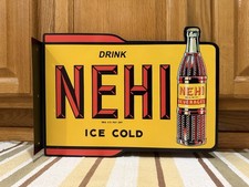 Nehi Soda Sign Ice Cold Bottle 2 Sided Vintage Style Wall Decor picture