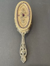 Vintage E & J.B. Empire Art Gold Jeweled Vanity Hairbrush Victorian Purple picture