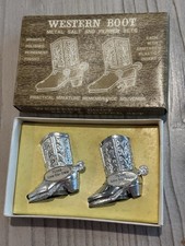 NOS Vintage Western Cowboy boots Souvenir Salt and Pepper shakers TEXAS picture