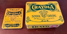 Vintage Crayola Collectible Tin Lot Crayon Box & 2003 No 8 Gold Medal Lot of 2 picture