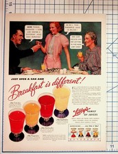 1940s Libby's Juice Vintage Print Ad Breakfast Family Advertising Ephemera picture