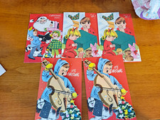 5 Vintage Christmas Greeting Cards w/ Envelopes Die Cut Pristine Condition picture