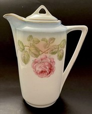 Vintage Three Crown China Teapot w/Lid Rose Floral Gold Trim Germany picture