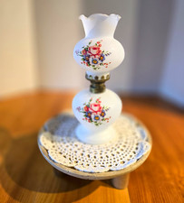 Vintage Milk Glass Hurricane Parlor Lamp (UV Reactive) picture
