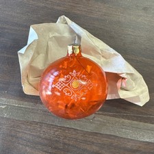 Vintage Clear Glass Ball Russian Christmas Ornaments Orange Retro Xmas picture