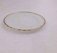 Anchor Hocking Fire King Oven Proof Translucent  Bread Plate  Swirl Gold Rim  picture