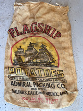 VTG Flagship California Potatoes Burlap Bag 100 lb Gunny Sack Rare Antique htf picture