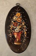 Vintage Nail Flower Art Wall Plaque by Pol-O-Craft Pauline Owens 1977 picture