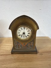 Antique Ansonia Mantel Shelf Clock USA Made Brass Metal Case - Non Working picture