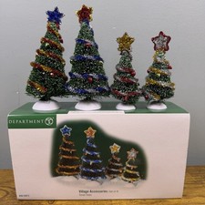 Department 56 Snow Village Accessory Tinsel Trees #56.53012 Set Of 4 With Box picture