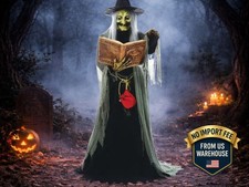 5.7' Animated Spell Speaking Witch Halloween Animatronic Haunted House Talking picture