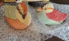 2 Vintage Cloth Needle Work Duck Birds Early 1900’s? picture