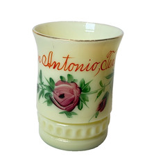 SAN ANTONIO TX TEXAS Uranium Antique Custard Glass Souvenir TRINKET CUP  picture