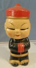 VINTAGE 1960'S ASIAN CHILD W/ BLACK CLOTHES BOBBLEHEAD NODDER ESTATE FIND ORIG picture