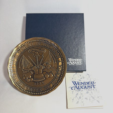 Wendell August Department of the Army Solid Bronze Round Medallion 4.5 Inch +box picture