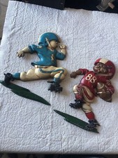 Vintage Metal Wall Hangings (2) Homco 1976 Football  USA picture