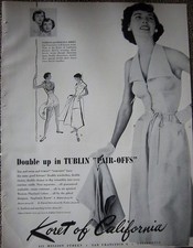 1950 Vintage Women's KORET OF CALIFORNIA Fashion Emery Twins Photo Ad picture