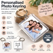 Personalised Photo Keyring Custom Image Text Double Sided Acrylic Gift picture
