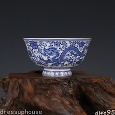 1PC Chinese Porcelain Blue White Dragon Bowl Tea Set picture