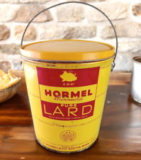 HORMEL Minnesota 8 Lb. Lard Can Tin Pail Bucket Vintage Advertising Red Yellow picture