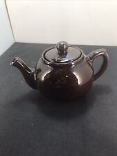 Vtg Teapot Red Clay Pottery Chocolate Brown Glaze Ceramic Teapot 4” X 8” picture