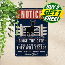 Goat Farm Growth Chart Sign Rustic Farmhouse Barnyard Wall Metal Tin Plaque picture