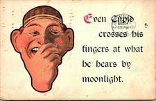 Comic Cupid Crosses His Fingers at What he Hears By Moonlight DB Postcard E4 picture