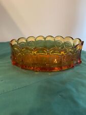 Vintage Fostoria Amber Crystal Glass Coin Oval Bowl 8.5