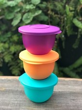 Tupperware Impressions Mini Bowl Set Of 3 550ml orange, Blue and Purple New picture