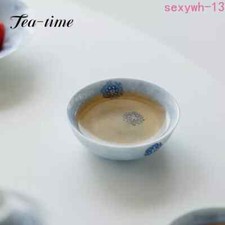 Pure Hand-painted Cherry Blossom Ceramic Tea Cup Blue Mist Small Pu'er Cup picture