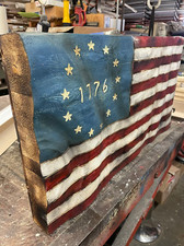 Medium/1776 Wood wavy flag picture