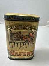 VINTAGE FAMOUS BISCUIT CO. HOMEMADE GINGER WAFER TIN BOX 5 1/2