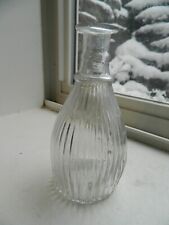 TRUE CLEAR FLINTGLASS PONTILED 3 MOLD BLOWN RIBBED TOILET WATER BOTTLE picture
