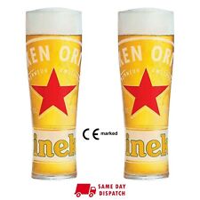 2 x Heineken Beer Pint Glasses, CE Marked Brand New 20oz 100% Genuine, Nucleated picture