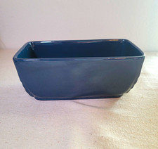 Vintage Frankoma Pottery Blue Planter #14 Rectangular Trough Vase Brick Red Clay picture