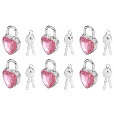 6Pcs Mini Diary Padlock, Small Heart Shaped Lock with 2 Keys Medium Pink picture