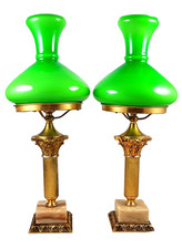 Antique 2 Lamp Bronze Marble c.a 1900 France Table Lamp 50cm picture