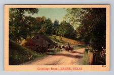 Hearne TX-Texas, Scenic Greetings, Horse Wagons, Antique Vintage Postcard picture