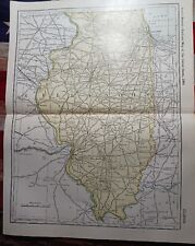 Antique 1909 Railroad Route Map ILLINOIS all train Lines ~ 9