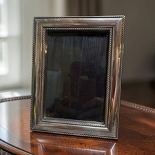 RARE Vintage MCM Sterling Silver Picture Frame Rope Border Detail JR 925 5 X 3.5 picture