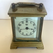 Miniature Antique Waterbury  Brass Mini Carriage Clock With Antique Case picture