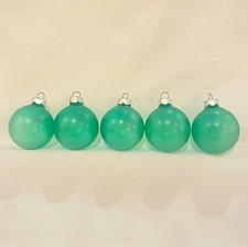 Vintage 1940s Corning USA Unsilvered Pale Aqua Glass Ornaments Lot of 5 -2.25” picture